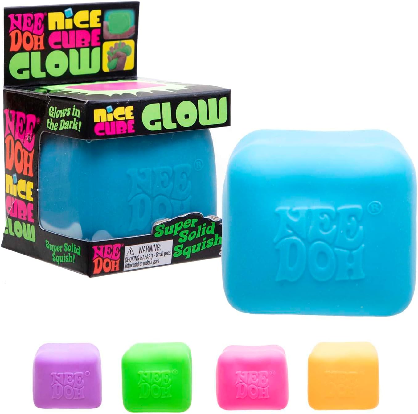 Schylling NeeDoh Nice Cube Glow - Squeeze Toy with a Super Solid Squish