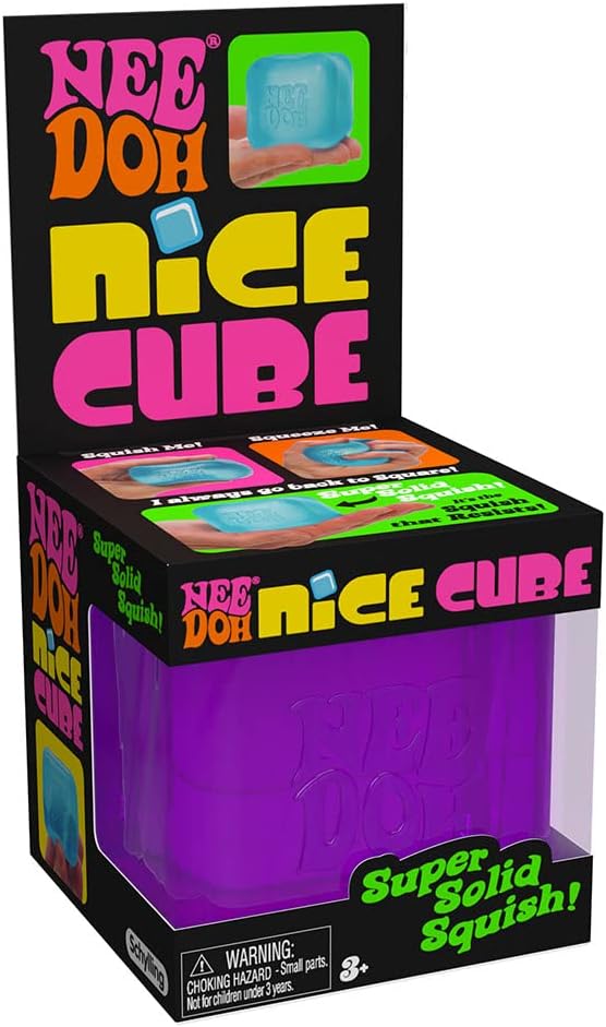 Schylling Needoh Nice Cube Sensory Toy with a Super Solid Squish - Always Returns to its Square Shape - Ages 3 and Up - 1 or 3 Pack Assorted Colours (Nice Cube. 1/3 Pack. Colours Chosen at Random) - Image 7