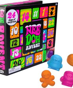 Schylling NeeDoh Squishmas Advent Calendar - 24 Mini Squeeze Toys - Christmas Countdown - Ages 3 to Adult
