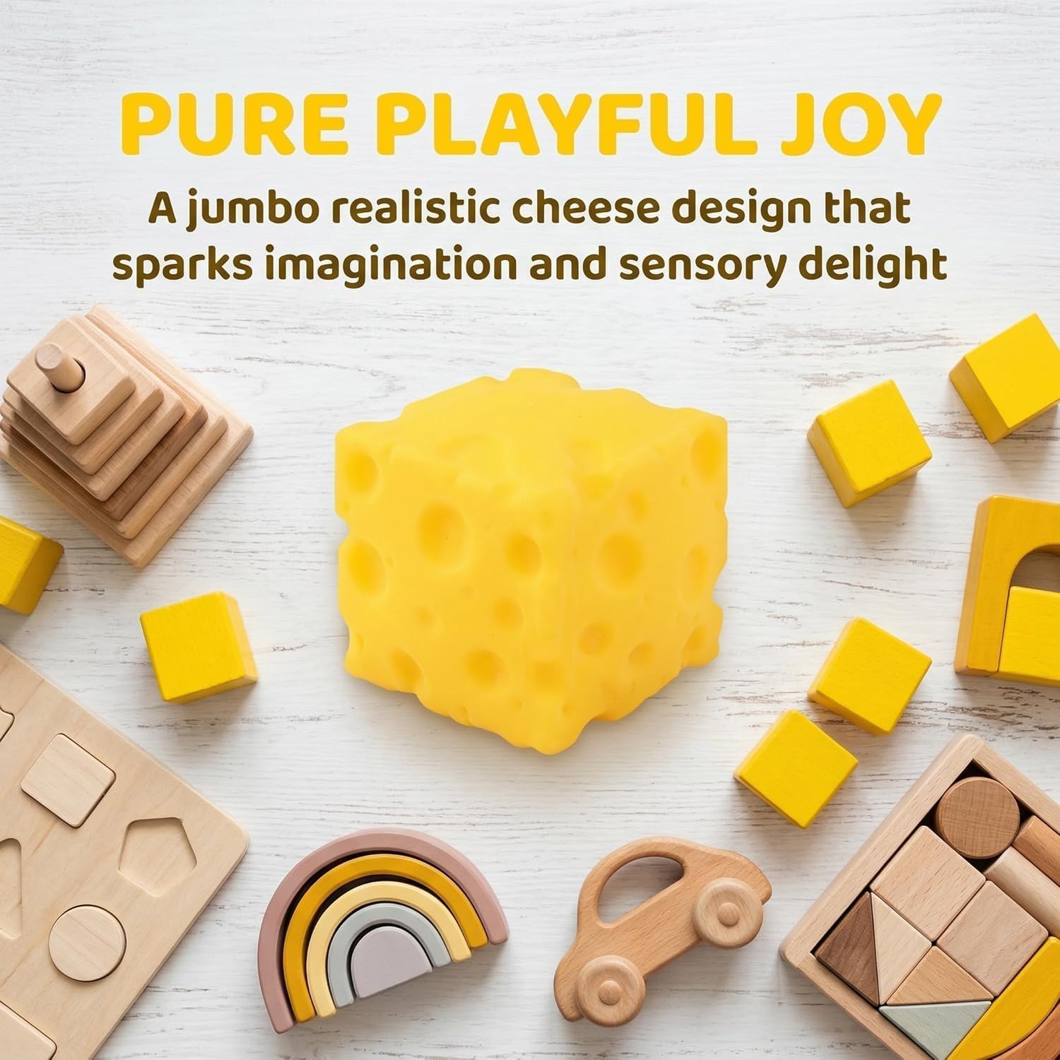 10cm Giant Cheese Squishy Toy.Slow-Rebound Shapeable Squeeze Ball. Realistic Sensory Fidget Toy.Sensory Fidget Toy for Stress Relief. Anxiety Relief Gift for Adults - Image 5